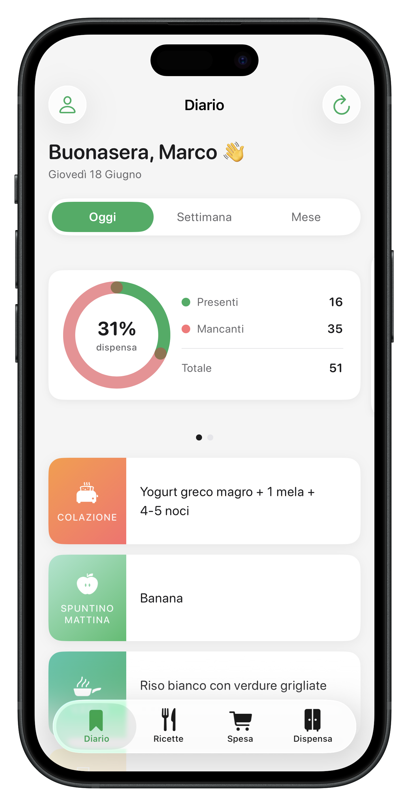Anteprima dell'app Nutrition
